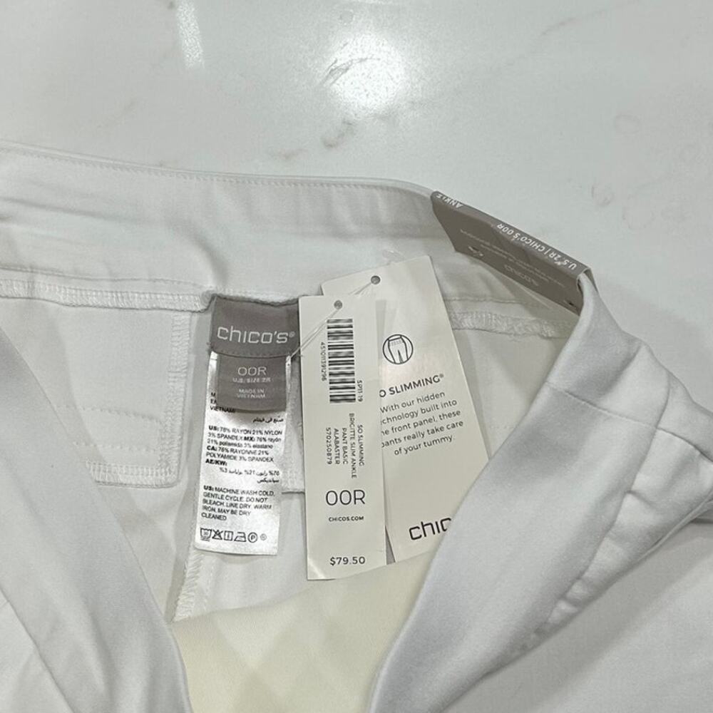 Chico’s NWT So Slimming Brigitte Slim Leg Pants White Women’s Size 0R/2 Regular - Picture 5 of 11